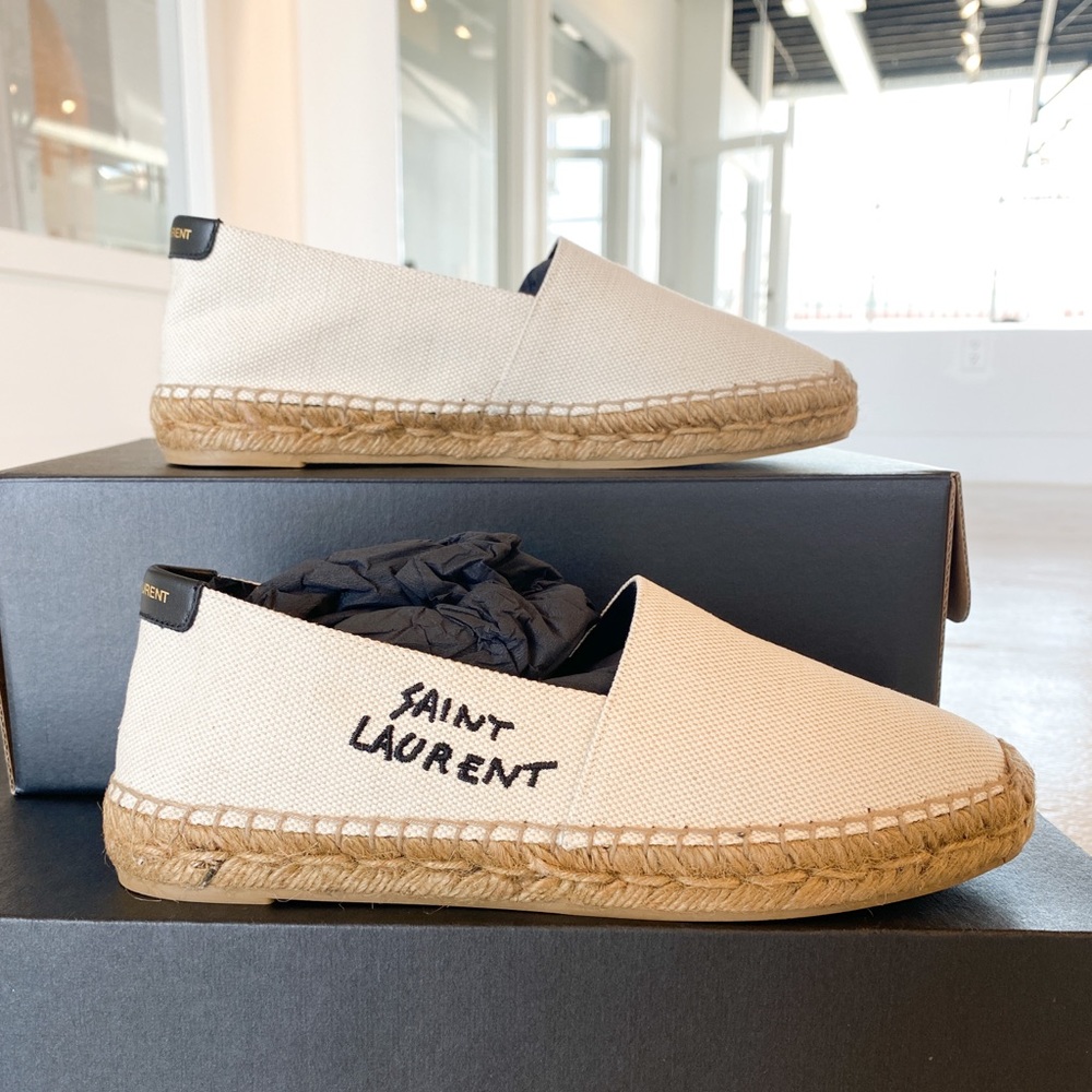 Saint Laurent Embroidered Espadrilles in Canvas